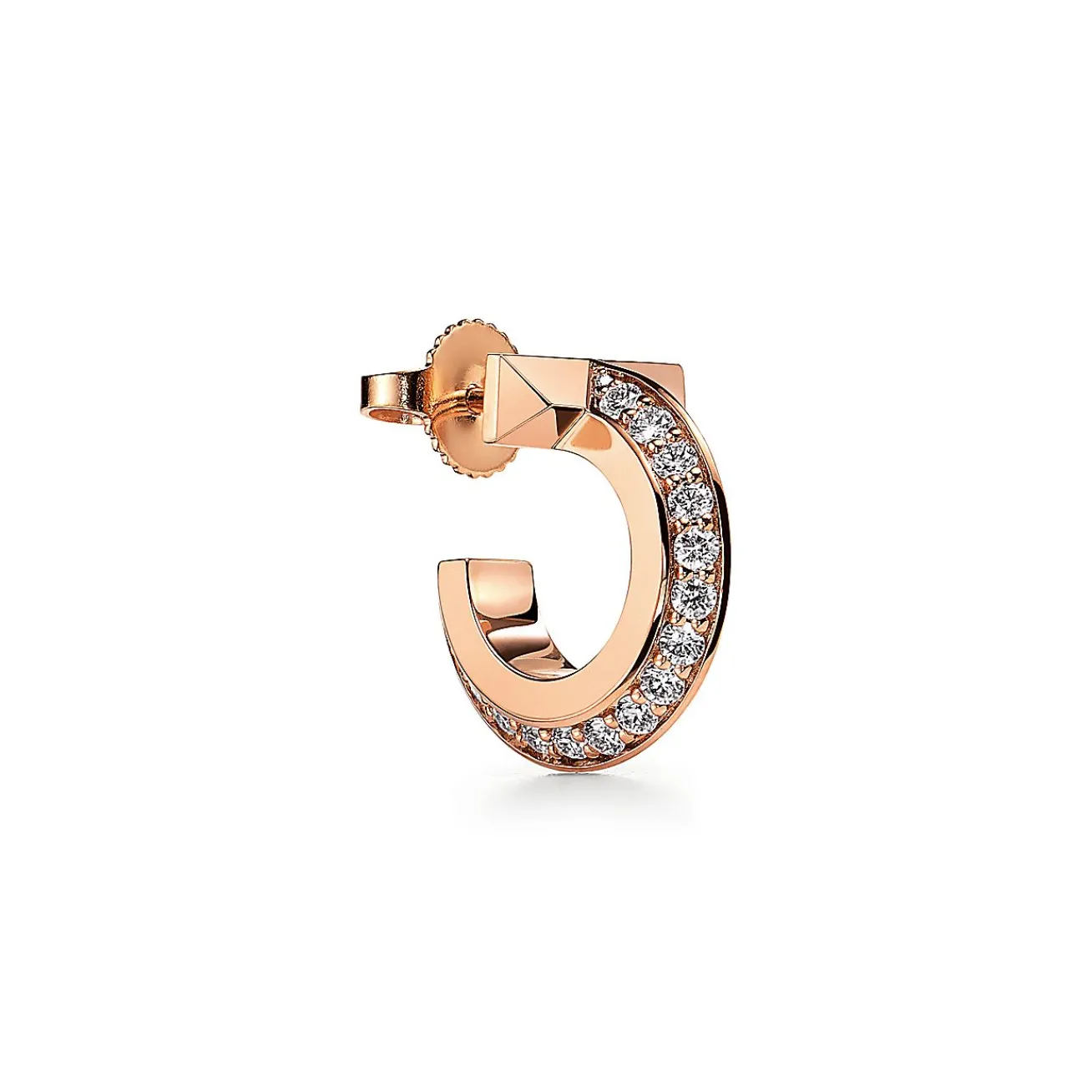 Tiffany & Co. Tiffany T T1 Hoop Earrings in Rose Gold with Diamonds | ^ Earrings|Hoop Earrings