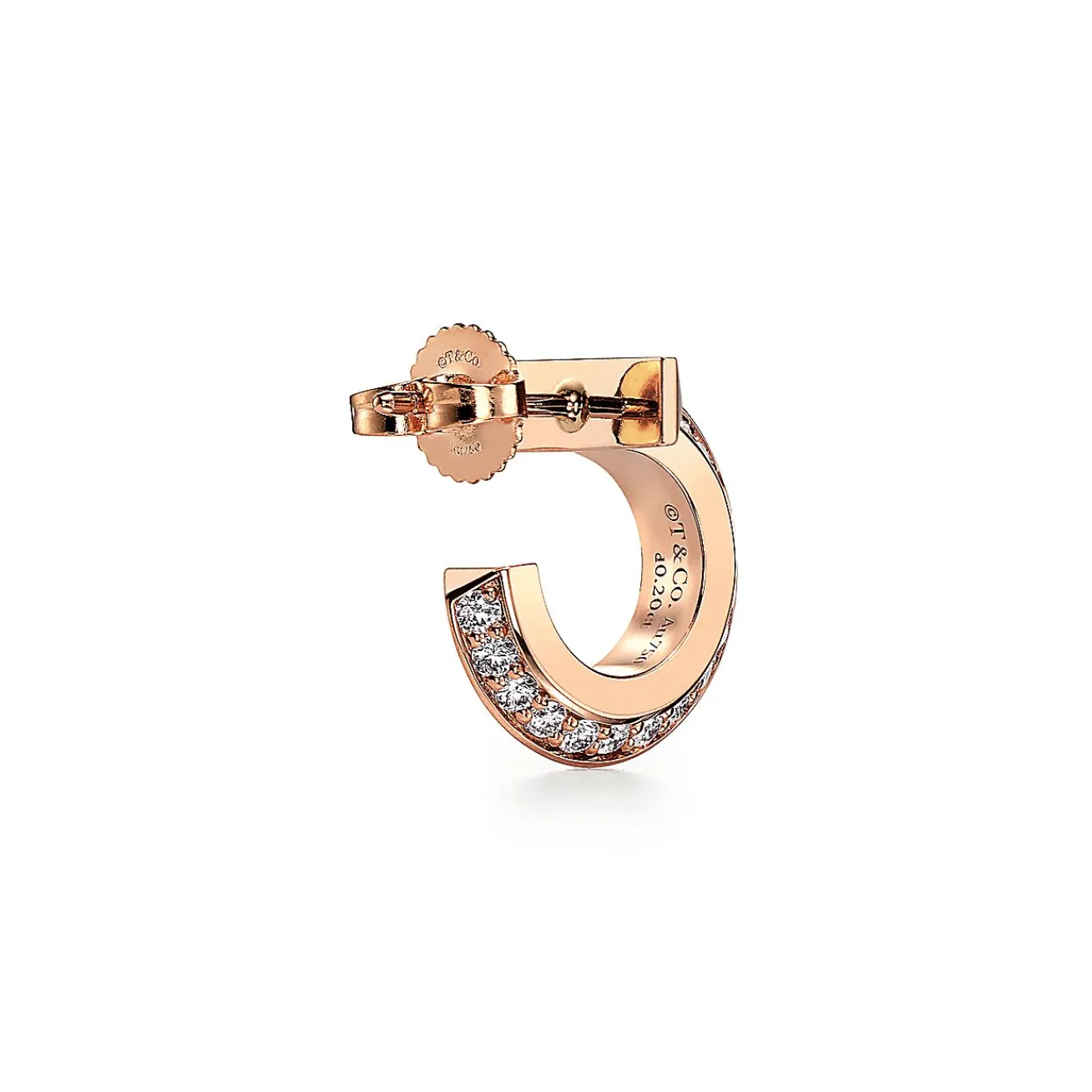 Tiffany & Co. Tiffany T T1 Hoop Earrings in Rose Gold with Diamonds | ^ Earrings|Hoop Earrings