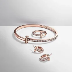 Tiffany & Co. Tiffany T T1 Hoop Earrings in Rose Gold with Diamonds | ^ Earrings|Hoop Earrings