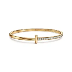 Tiffany & Co. Tiffany T T1 narrow diamond hinged bangle in 18k gold, medium. | ^ Bracelets|Gifts for Her