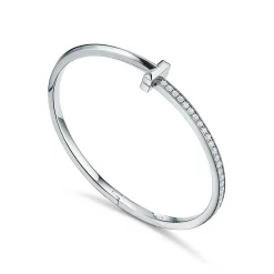 Tiffany & Co. Tiffany T T1 narrow diamond hinged bangle in 18k white gold, medium. | ^ Bracelets|Gifts for Her