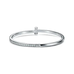 Tiffany & Co. Tiffany T T1 narrow diamond hinged bangle in 18k white gold, medium. | ^ Bracelets|Gifts for Her