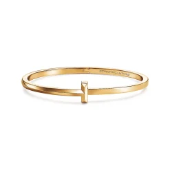 Tiffany & Co. Tiffany T T1 narrow hinged bangle in 18k gold, medium. | ^ Bracelets|Men's Jewelry