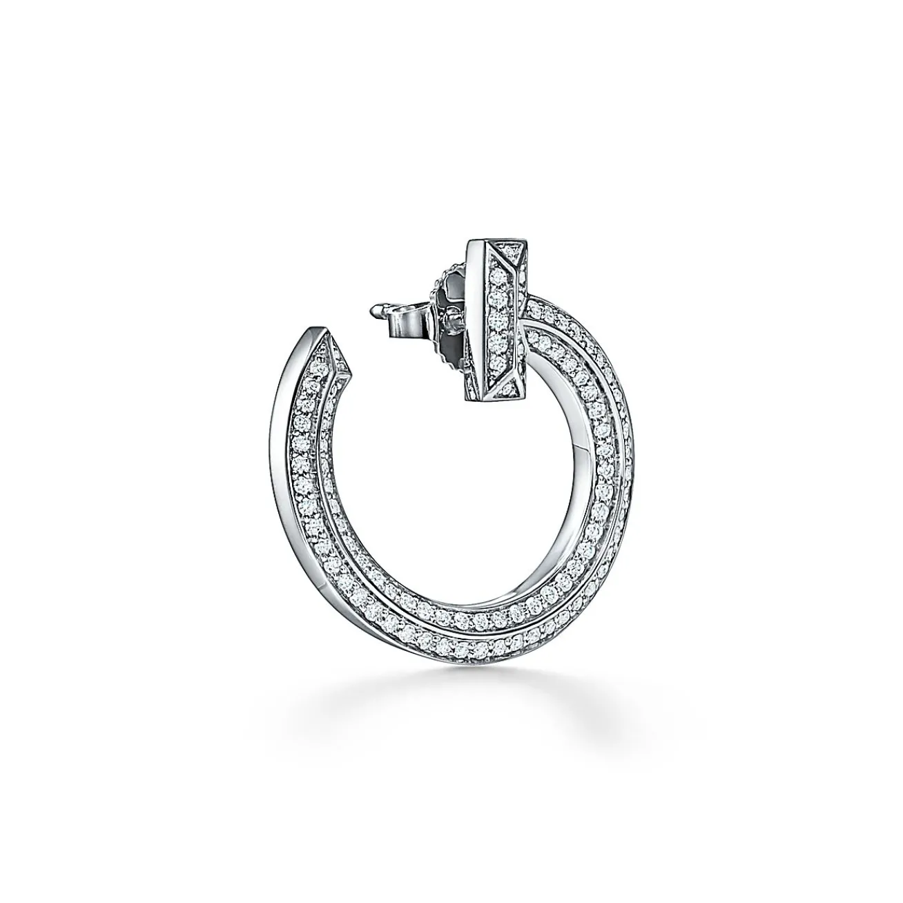 Tiffany & Co. Tiffany T T1 Open Hoop Earrings in White Gold with Diamonds | ^ Earrings|Gifts for Her