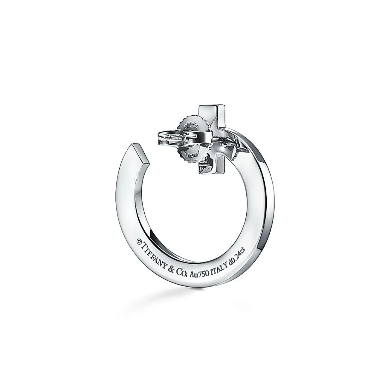 Tiffany & Co. Tiffany T T1 Open Hoop Earrings in White Gold with Diamonds | ^ Earrings|Gifts for Her