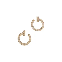 Tiffany & Co. Tiffany T T1 open hoop earrings in 18k gold with diamonds. | ^ Earrings|Gifts for Her