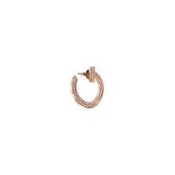 Tiffany & Co. Tiffany T T1 open hoop earrings in 18k rose gold with diamonds. | ^ Earrings|Hoop Earrings