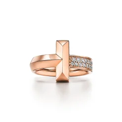 Tiffany & Co. Tiffany T T1 Ring in Rose Gold with Diamonds, 4.5 mm Wide | ^ Rings|Rose Gold Jewelry