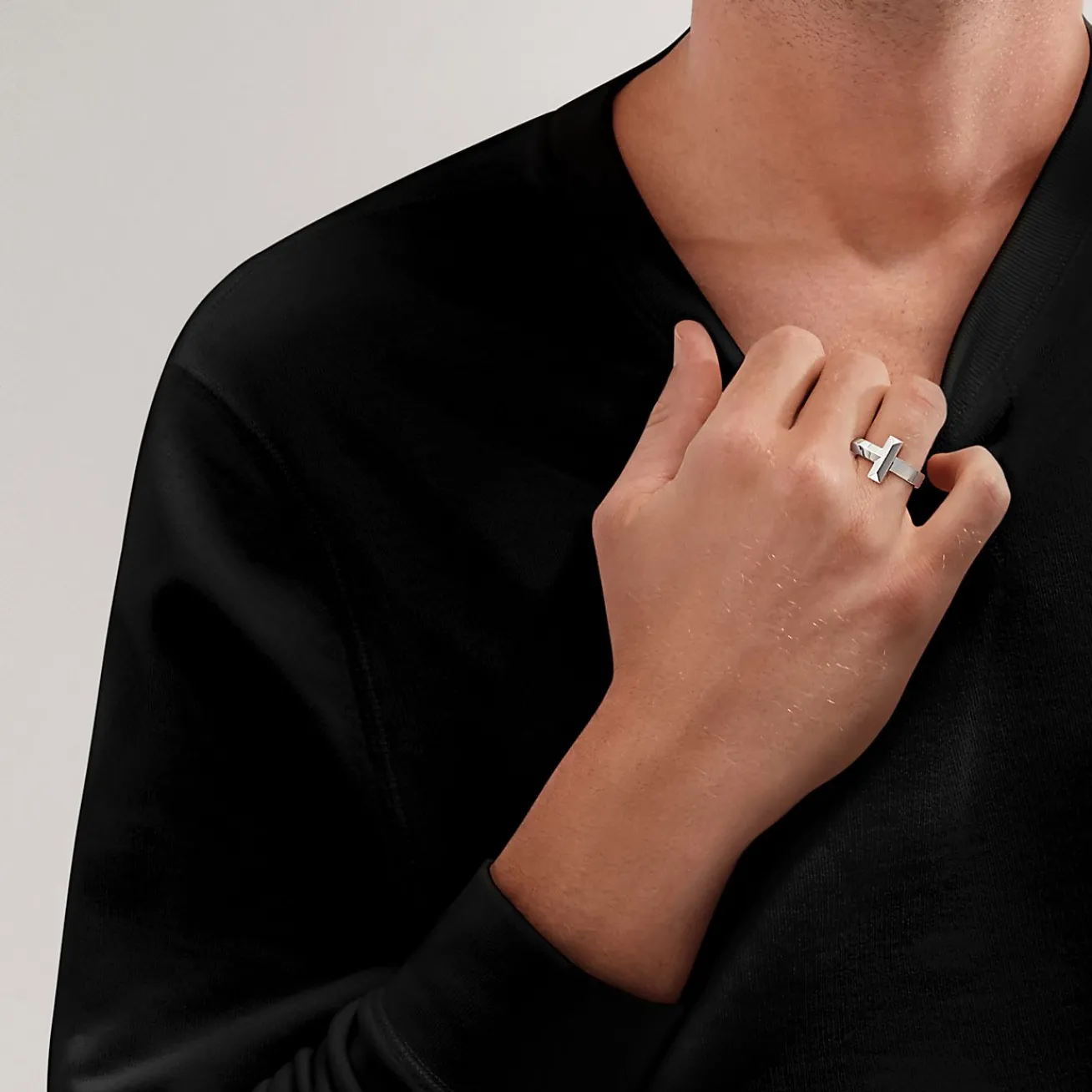 Tiffany & Co. Tiffany T T1 Ring in White Gold, 4.5 mm Wide | ^ Rings|Men's Jewelry