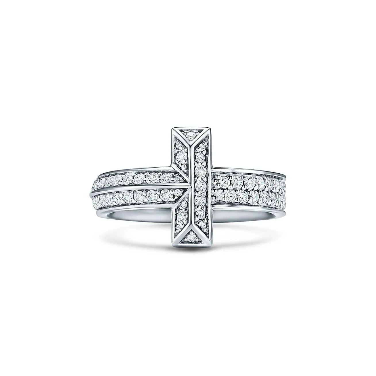 Tiffany & Co. Tiffany T T1 Ring in White Gold with Diamonds, 4.5 mm Wide | ^ Rings|Men's Jewelry
