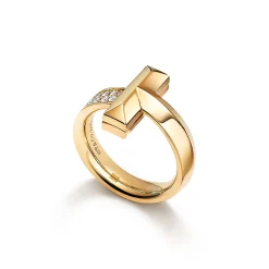 Tiffany & Co. Tiffany T T1 Ring in Yellow Gold with Diamonds, 4.5 mm Wide | ^ Rings|Gold Jewelry