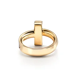 Tiffany & Co. Tiffany T T1 Ring in Yellow Gold with Diamonds, 4.5 mm Wide | ^ Rings|Gold Jewelry