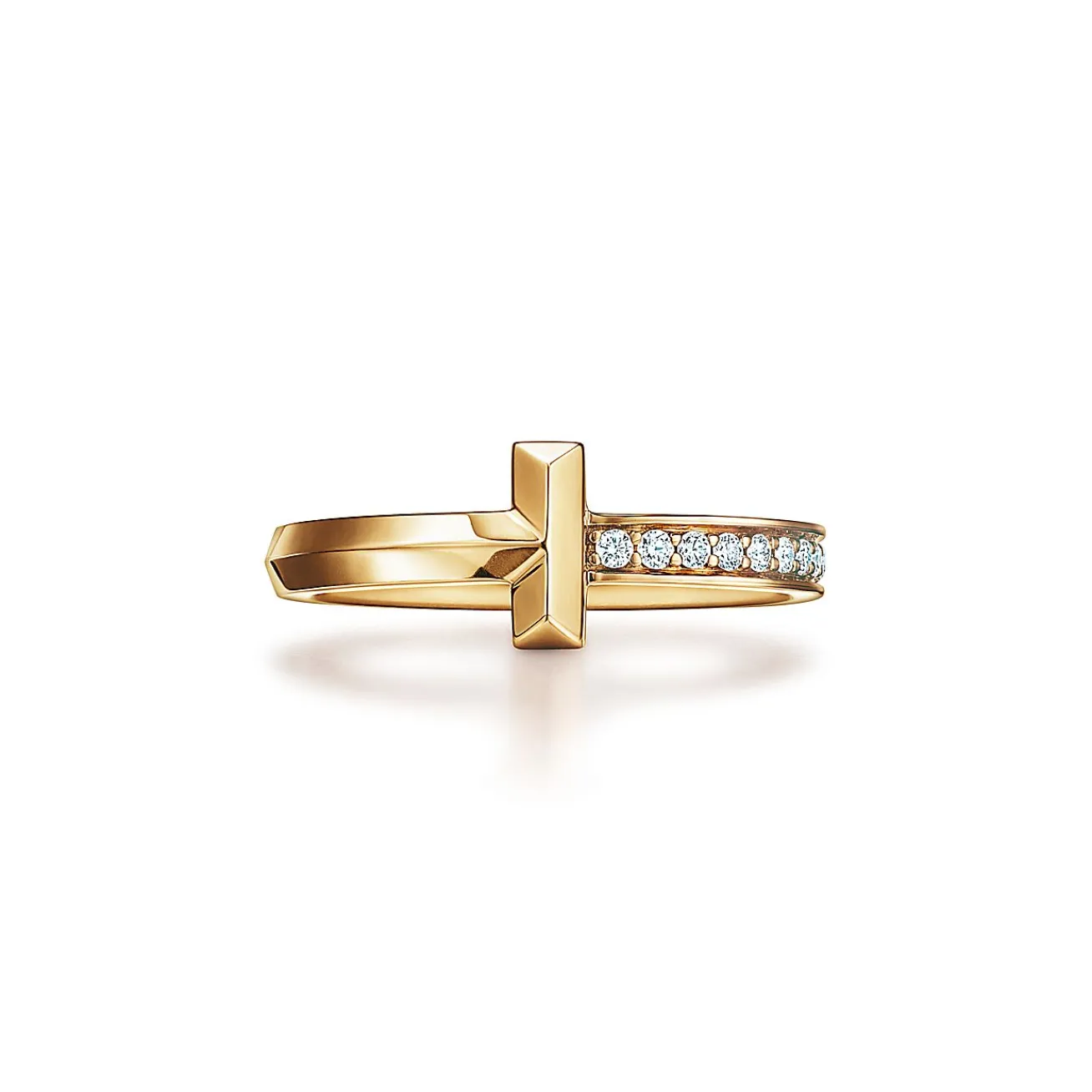 Tiffany & Co. Tiffany T T1 Ring in Yellow Gold with Diamonds, 2.5 mm Wide | ^ Rings|Men's Jewelry