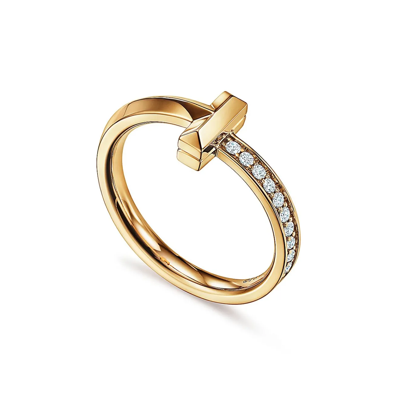 Tiffany & Co. Tiffany T T1 Ring in Yellow Gold with Diamonds, 2.5 mm Wide | ^ Rings|Men's Jewelry