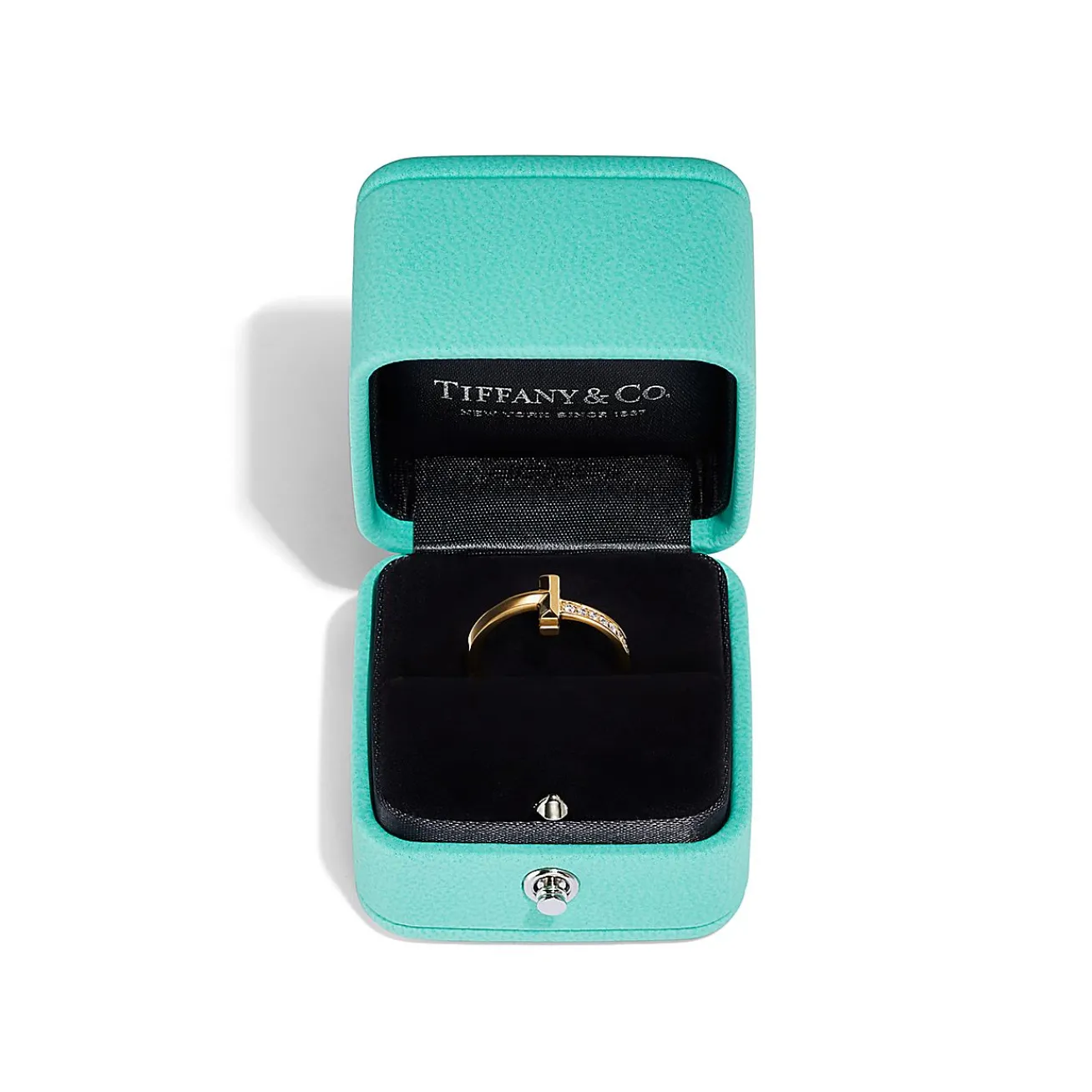 Tiffany & Co. Tiffany T T1 Ring in Yellow Gold with Diamonds, 2.5 mm Wide | ^ Rings|Men's Jewelry