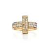 Tiffany & Co. Tiffany T T1 Ring in Yellow Gold with Diamonds, 4.5 mm Wide | ^ Rings|Gold Jewelry