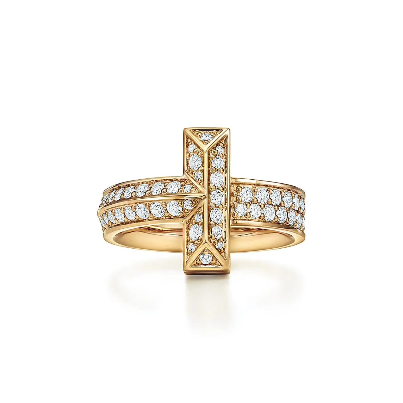 Tiffany & Co. Tiffany T T1 Ring in Yellow Gold with Diamonds, 4.5 mm Wide | ^ Rings|Gold Jewelry