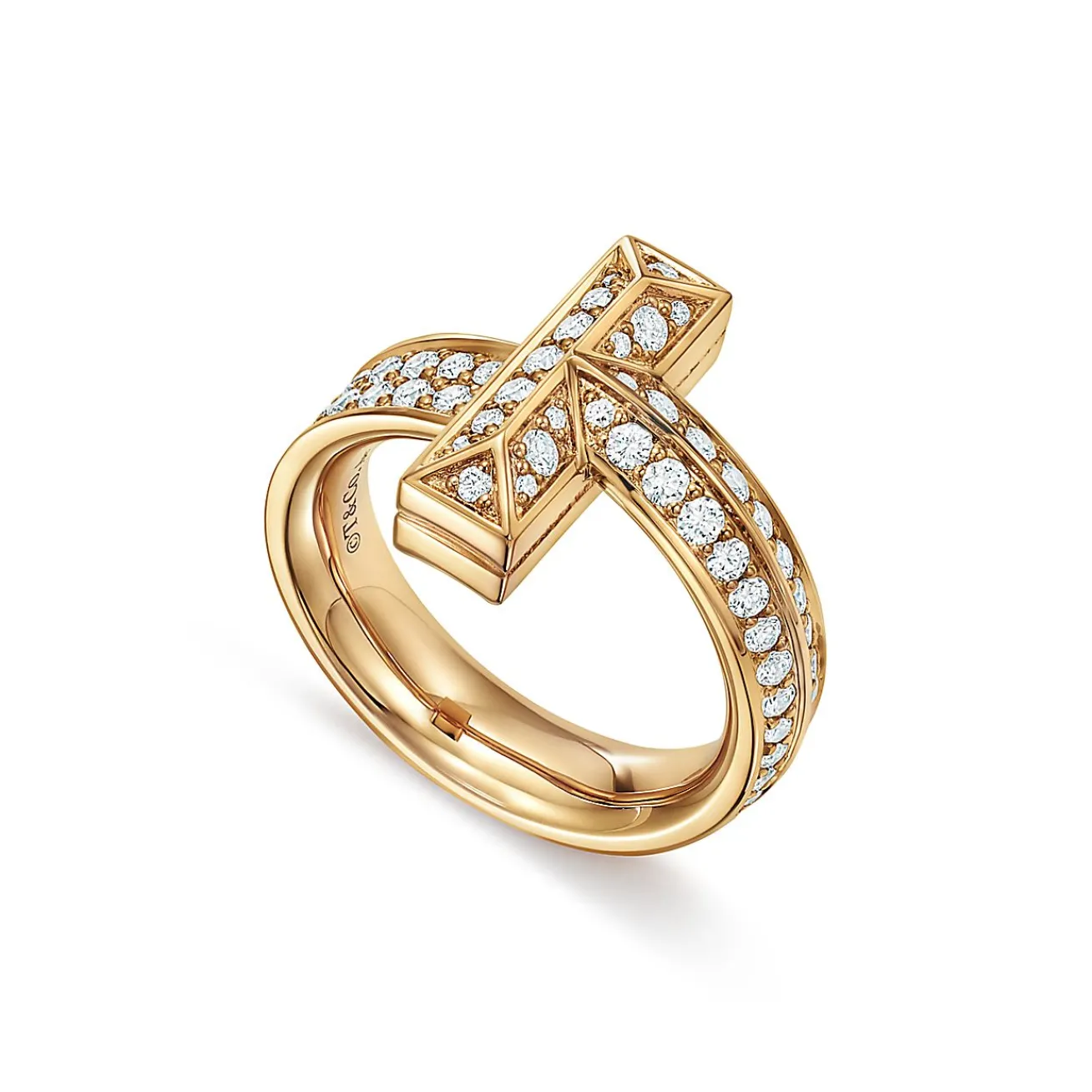 Tiffany & Co. Tiffany T T1 Ring in Yellow Gold with Diamonds, 4.5 mm Wide | ^ Rings|Gold Jewelry