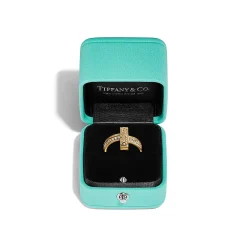 Tiffany & Co. Tiffany T T1 Ring in Yellow Gold with Diamonds, 4.5 mm Wide | ^ Rings|Gold Jewelry