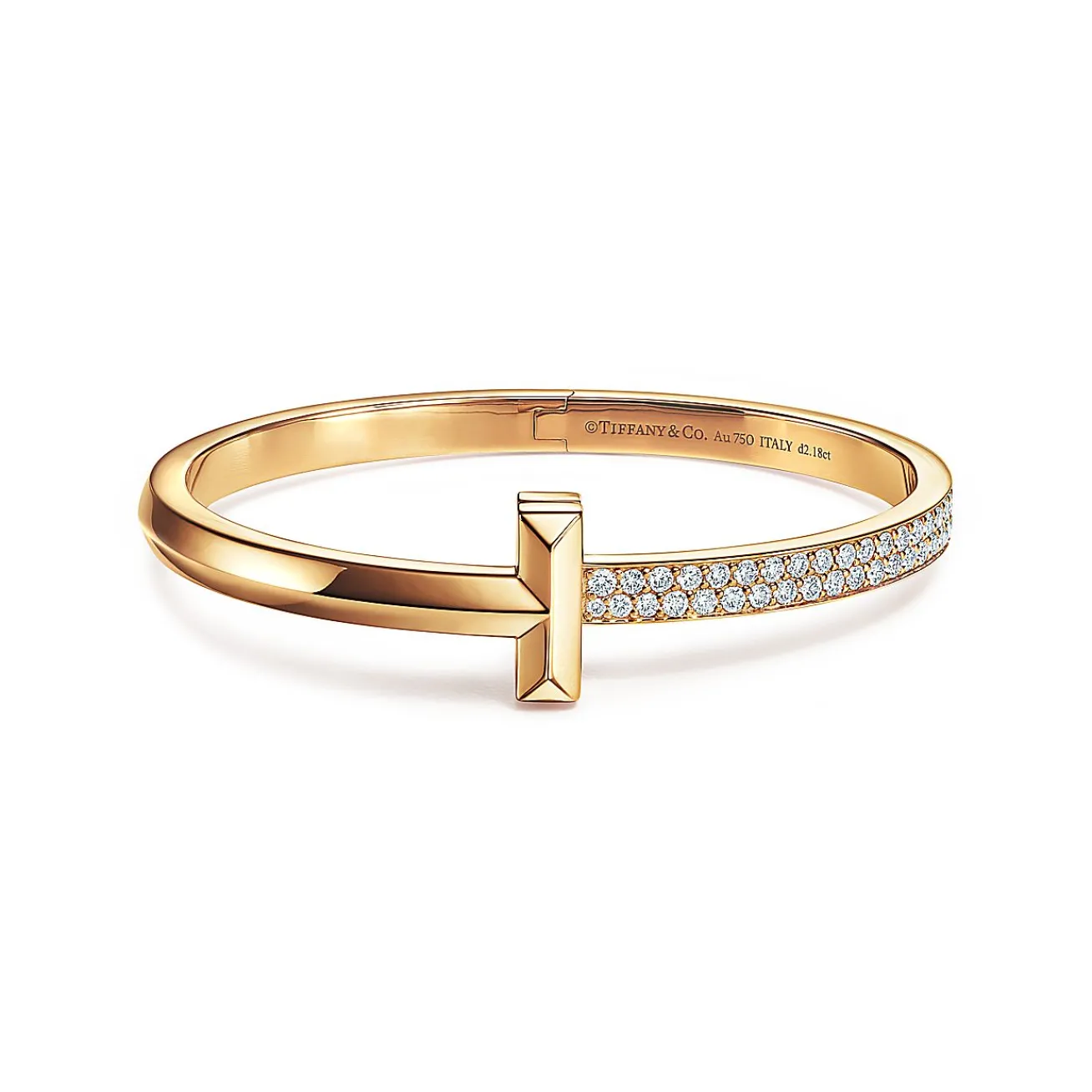 Tiffany & Co. Tiffany T T1 wide diamond hinged bangle in 18k gold, medium. | ^ Bracelets|Men's Jewelry