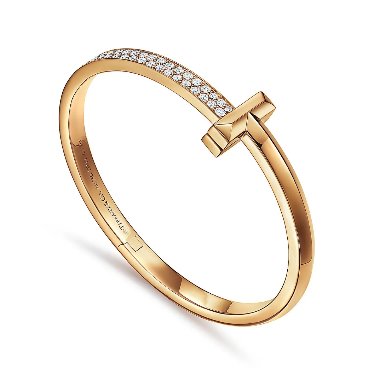 Tiffany & Co. Tiffany T T1 wide diamond hinged bangle in 18k gold, medium. | ^ Bracelets|Men's Jewelry