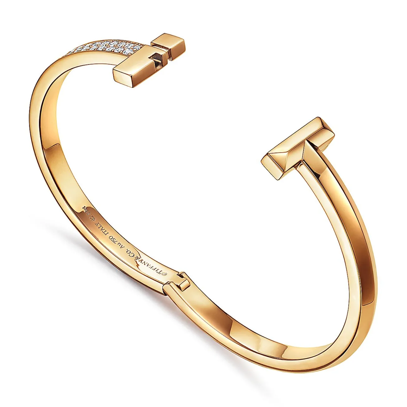 Tiffany & Co. Tiffany T T1 wide diamond hinged bangle in 18k gold, medium. | ^ Bracelets|Men's Jewelry