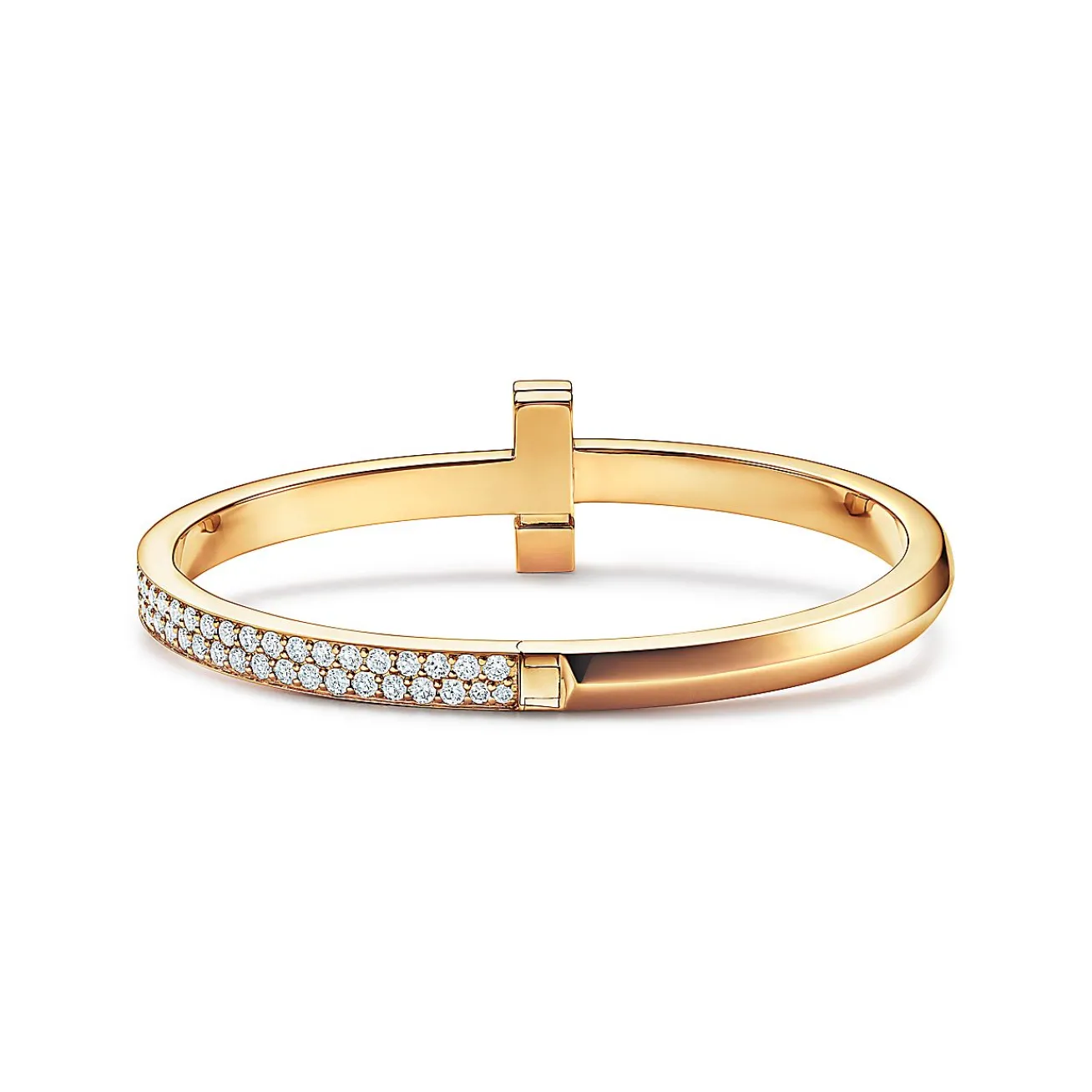 Tiffany & Co. Tiffany T T1 wide diamond hinged bangle in 18k gold, medium. | ^ Bracelets|Men's Jewelry