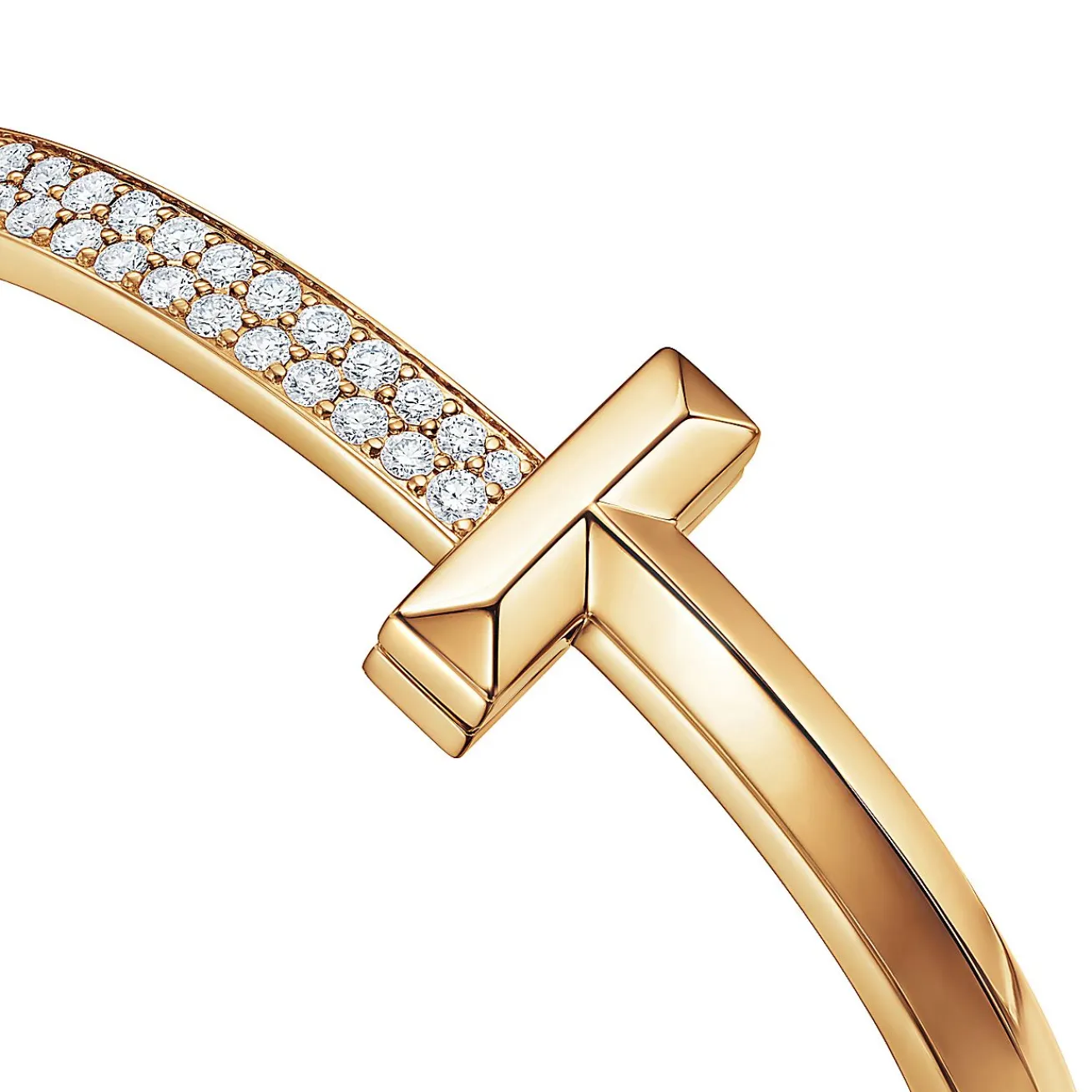 Tiffany & Co. Tiffany T T1 wide diamond hinged bangle in 18k gold, medium. | ^ Bracelets|Men's Jewelry