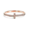 Tiffany & Co. Tiffany T T1 wide diamond hinged bangle in 18k rose gold, medium. | ^ Bracelets|Men's Jewelry