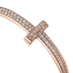 Tiffany & Co. Tiffany T T1 wide diamond hinged bangle in 18k rose gold, medium. | ^ Bracelets|Men's Jewelry