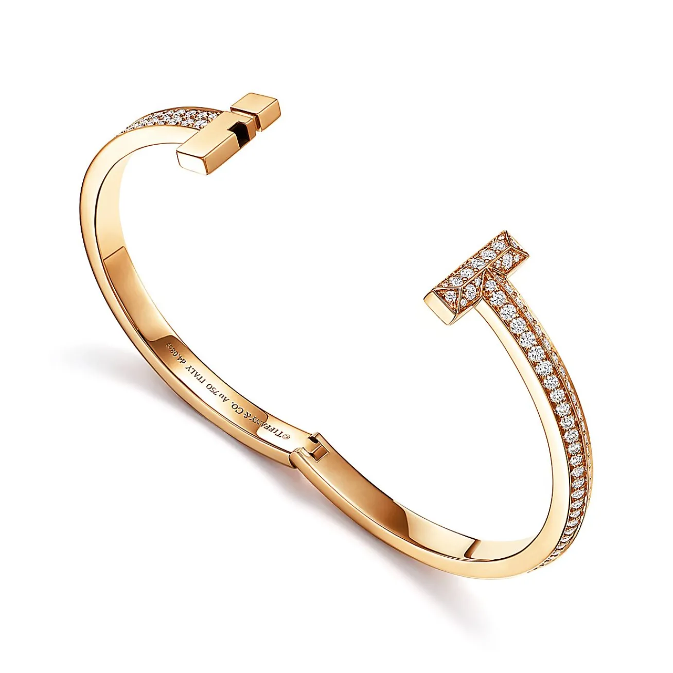 Tiffany & Co. Tiffany T T1 wide diamond hinged bangle in 18k gold, medium. | ^ Bracelets|Men's Jewelry