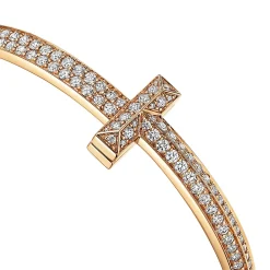 Tiffany & Co. Tiffany T T1 wide diamond hinged bangle in 18k gold, medium. | ^ Bracelets|Men's Jewelry