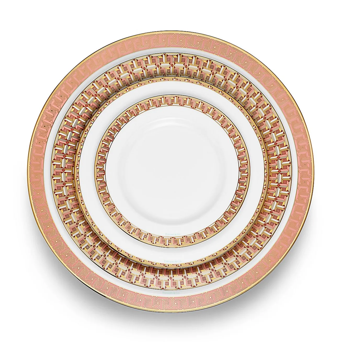 Tiffany & Co. Tiffany T True Dessert Plate with a Hand-painted Gold Rim | ^ Tableware
