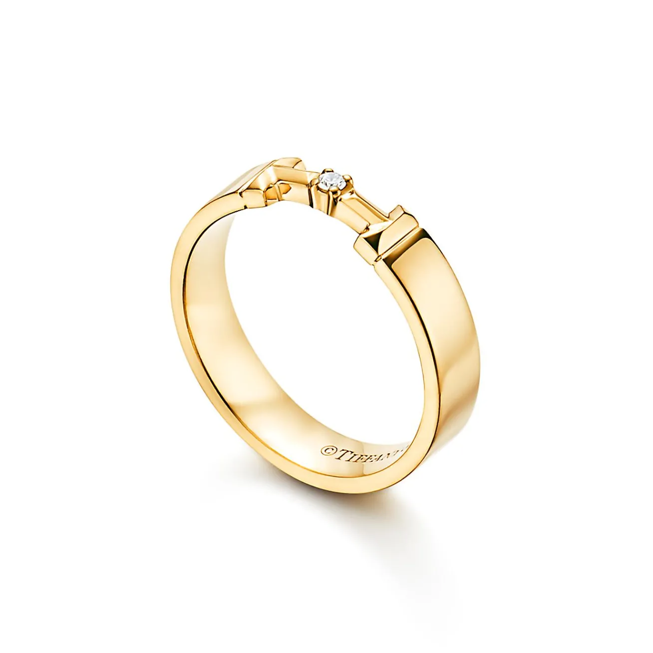 Tiffany & Co. Tiffany T True diamond link ring in 18k gold, 4 mm wide. | ^ Rings|Men's Jewelry