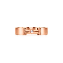 Tiffany & Co. Tiffany T True diamond link ring in 18k rose gold, 4 mm wide. | ^ Rings|Men's Jewelry