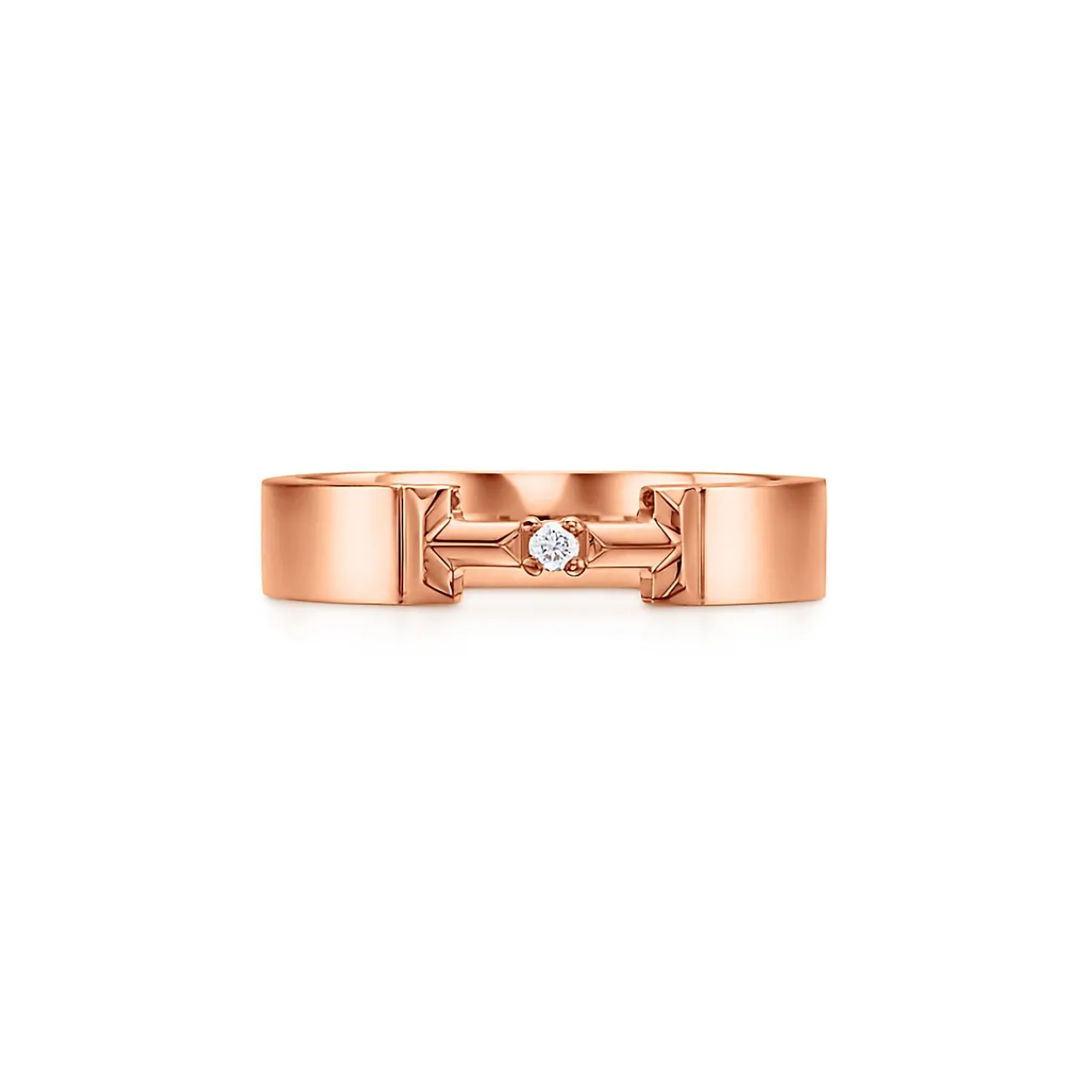 Tiffany & Co. Tiffany T True diamond link ring in 18k rose gold, 4 mm wide. | ^ Rings|Men's Jewelry