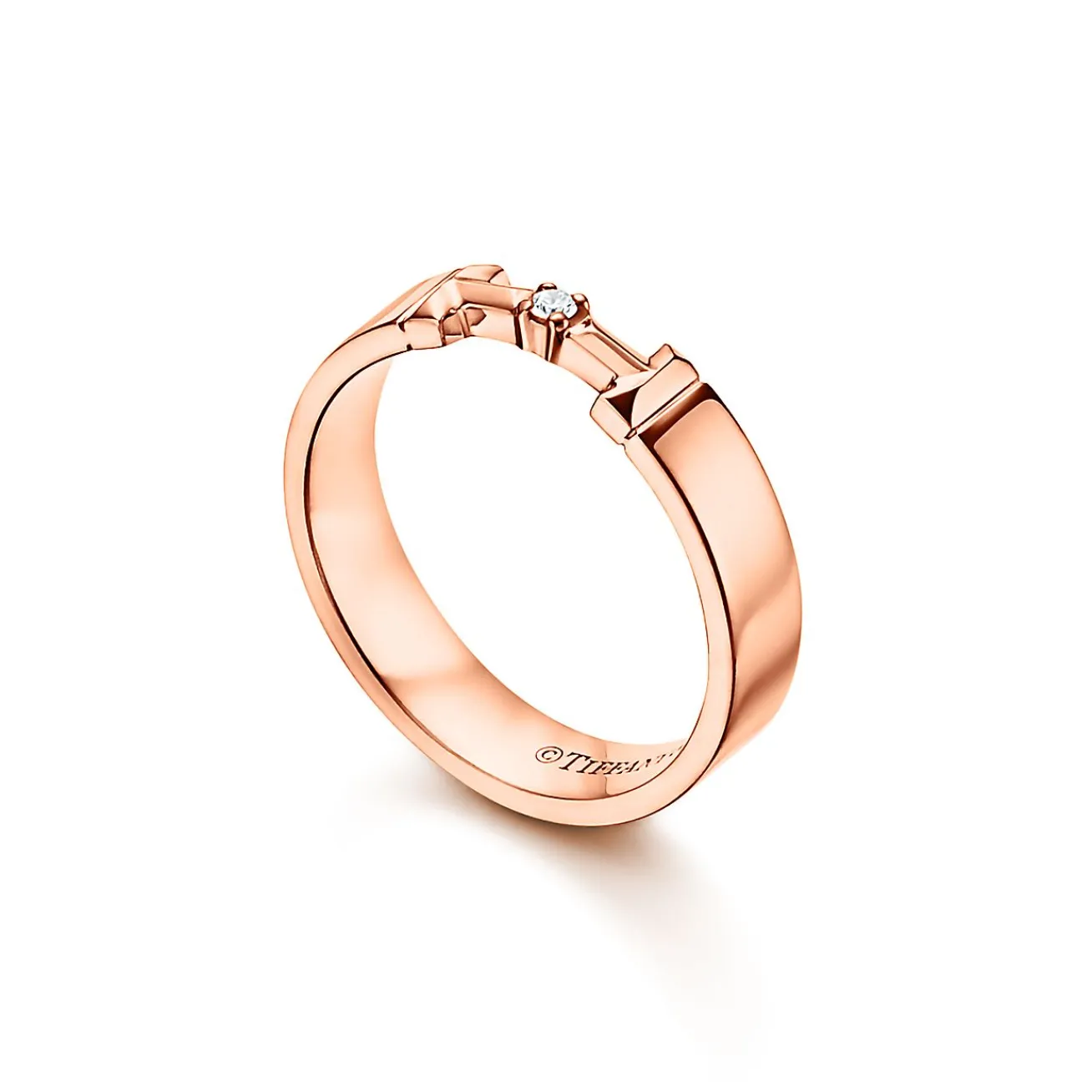 Tiffany & Co. Tiffany T True diamond link ring in 18k rose gold, 4 mm wide. | ^ Rings|Men's Jewelry