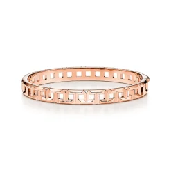 Tiffany & Co. Tiffany T True narrow hinged bangle in 18k rose gold, medium. | ^ Bracelets|Rose Gold Jewelry
