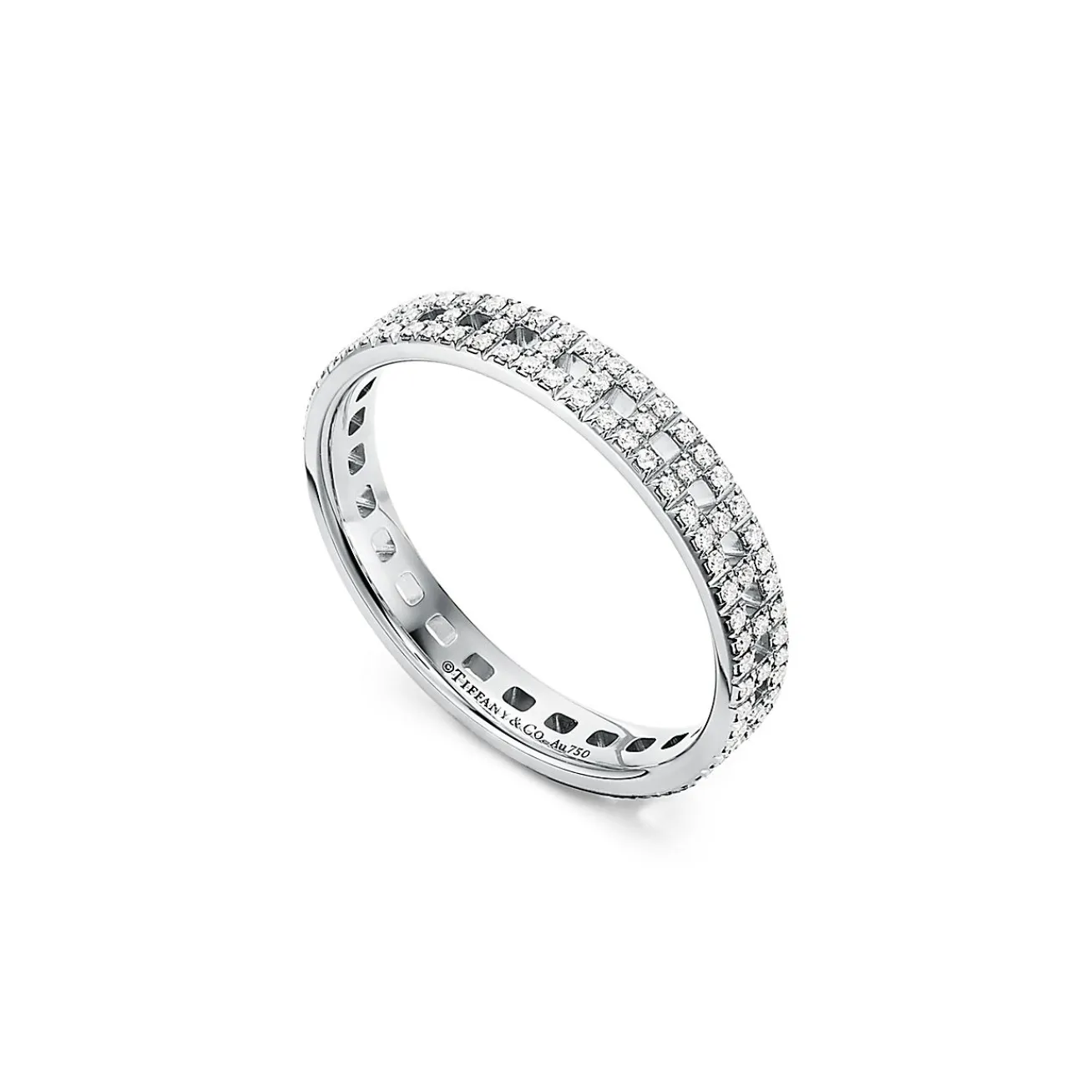 Tiffany & Co. Tiffany T True narrow ring in 18k white gold with pavé diamonds, 3.5 mm wide. | ^Women Rings|Men's Jewelry