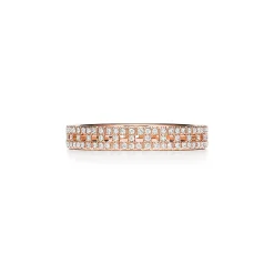 Tiffany & Co. Tiffany T True narrow ring in 18k rose gold with pavé diamonds, 3.5 mm wide. | ^Women Rings|Men's Jewelry