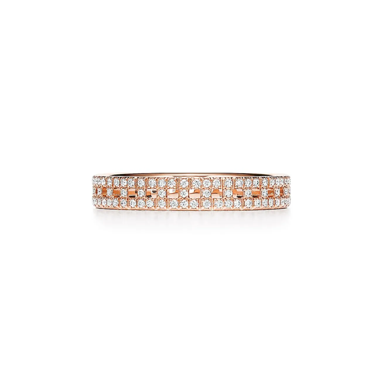 Tiffany & Co. Tiffany T True narrow ring in 18k rose gold with pavé diamonds, 3.5 mm wide. | ^Women Rings|Men's Jewelry