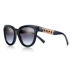 Tiffany & Co. Tiffany T True Sunglasses in Dark Blue Acetate with Violet Gray Gradient Lenses | ^Women Tiffany T|Sunglasses