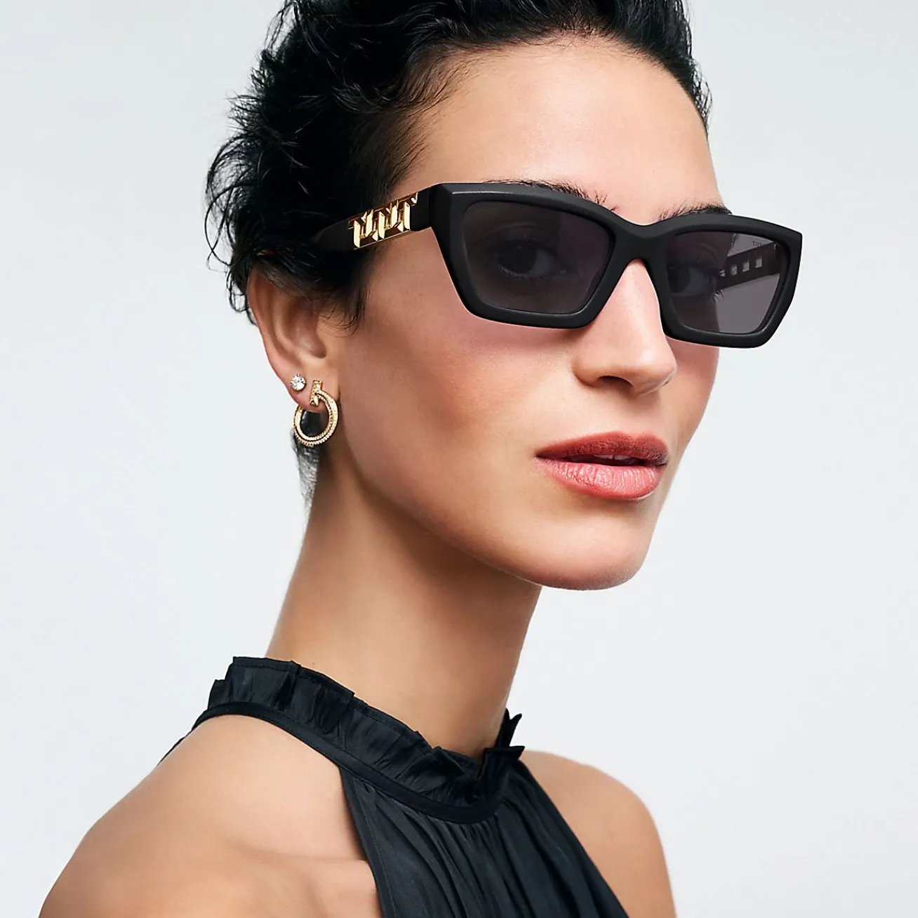 Tiffany & Co. Tiffany T True Sunglasses in Black Acetate with Dark Gray Lenses | ^Women Tiffany T|Sunglasses