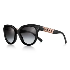 Tiffany & Co. Tiffany T True Sunglasses in Black Acetate with Gray Lenses | ^Women Tiffany T|Sunglasses