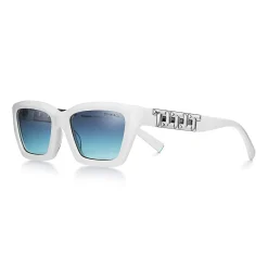 Tiffany & Co. Tiffany T True Sunglasses in White Acetate with Tiffany Blue® Lenses | ^Women Tiffany T|Tiffany Blue® Gifts