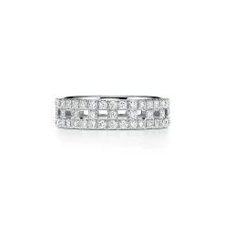 Tiffany & Co. Tiffany T True wide ring in 18k white gold with pavé diamonds, 5.5 mm wide. | ^Women Rings|Men's Jewelry