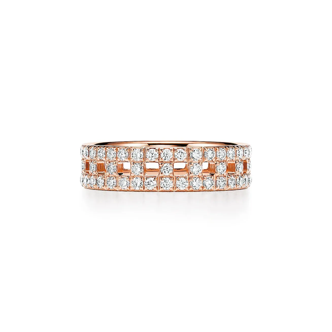 Tiffany & Co. Tiffany T True wide ring in 18k rose gold with pavé diamonds, 5.5 mm wide. | ^Women Rings|Men's Jewelry