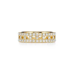 Tiffany & Co. Tiffany T True wide ring in 18k gold with pavé diamonds, 5.5 mm wide. | ^Women Rings|Men's Jewelry