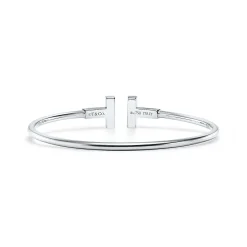 Tiffany & Co. Tiffany T turquoise wire bracelet in 18k white gold, medium. | ^ Bracelets|Colored Gemstone Jewelry