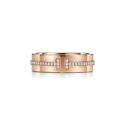 Tiffany & Co. Tiffany T wide diamond ring in 18k rose gold, 5.5 mm wide. | ^Women Rings|Men's Jewelry